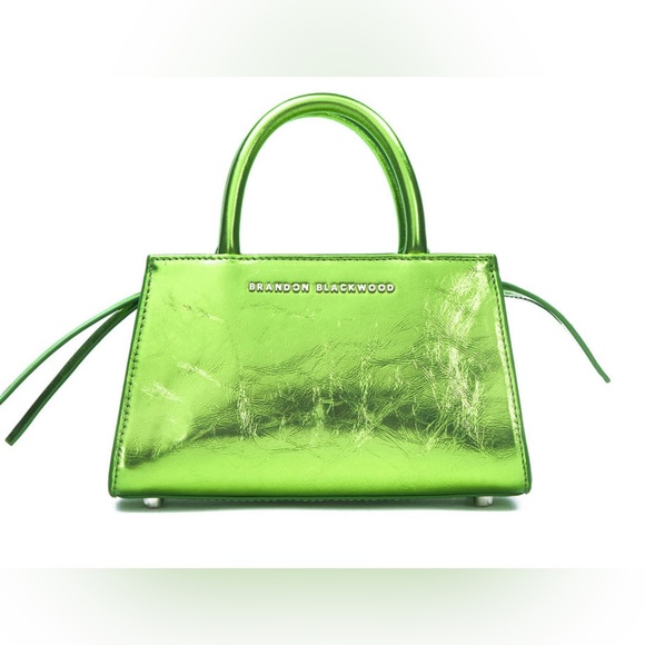 Brandon Blackwood metallic green  cracked leather Arlen bag - Picture 4 of 11